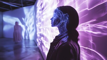 Interactive holographic art installations at a futurist