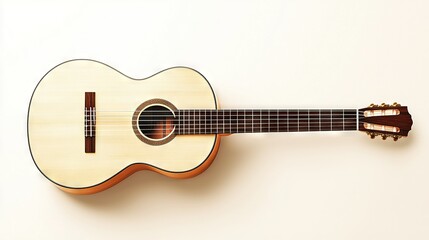 Fototapeta premium A ukulele hangs on a wall with a guitar attached to its back and neck