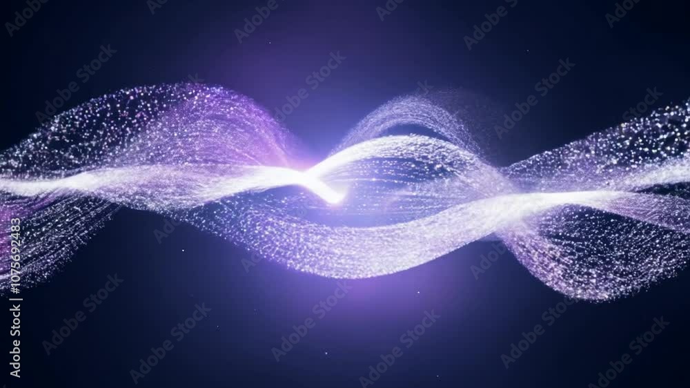 Poster gleaming particle background with swirling waves of light generative ai