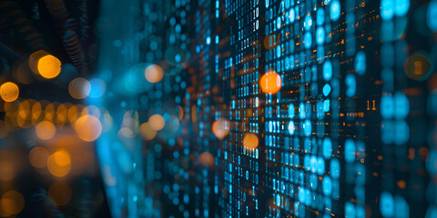 Abstract Flow of Digital Code, Futuristic Data Stream in Virtual Space