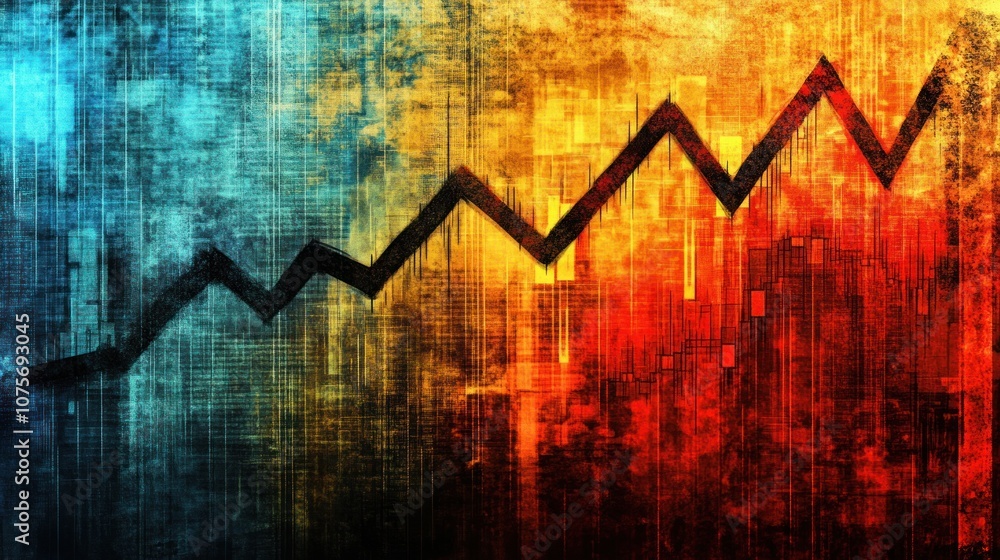 Poster abstract image of a fluctuating graph with vibrant colors representing data trends.