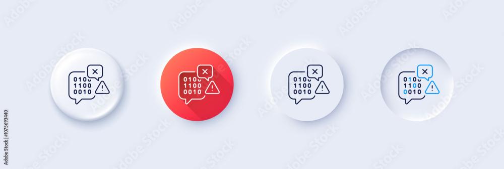 Aufkleber binary code line icon. neumorphic, red gradient, 3d pin buttons. ransomware threat sign. cyber attac
