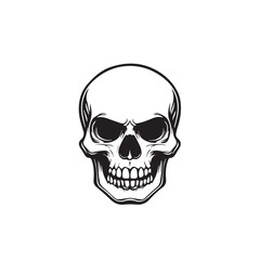 Skull In cartoon, hand-drawn flat style. image for social media, websites and UI. Isolated 2D vector design in logo, icon, sketch style, simple line vector, single color. AI Generative Art.