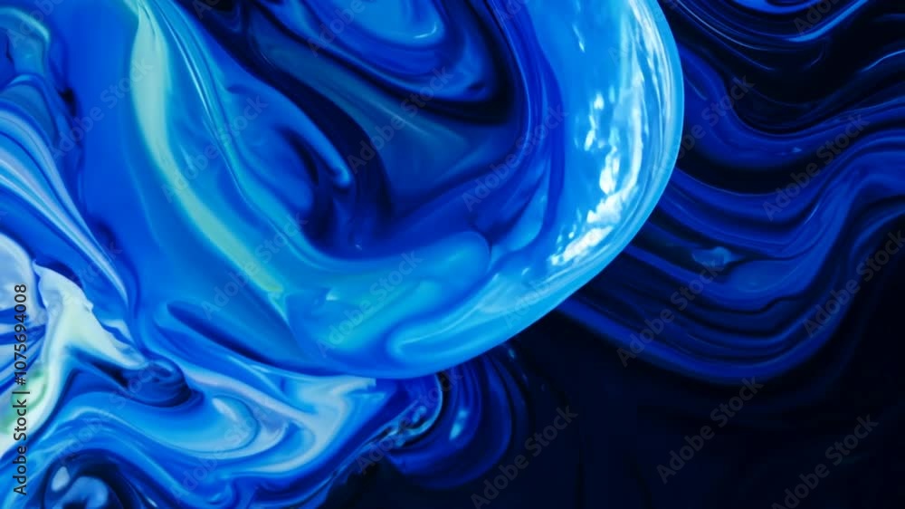 Aufkleber fluid blue paint swirls creating dynamic patterns on a dark surface generative ai