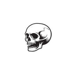 Obraz premium Skull In cartoon, hand-drawn flat style. image for social media, websites and UI. Isolated 2D vector design in logo, icon, sketch style, simple line vector, single color. AI Generative Art.