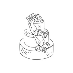 Sketch drawing of wedding cake vector illustration. Wedding party symbol illustration simple sketch style vector concept.  Wedding cake design for your promotions and suitable for your asset design.