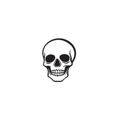 Obraz premium Skull In cartoon, hand-drawn flat style. image for social media, websites and UI. Isolated 2D vector design in logo, icon, sketch style, simple line vector, single color. AI Generative Art.
