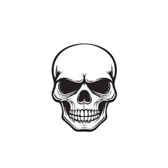 Skull In cartoon, hand-drawn flat style. image for social media, websites and UI. Isolated 2D vector design in logo, icon, sketch style, simple line vector, single color. AI Generative Art.