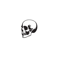 Fototapeta premium Skull In cartoon, hand-drawn flat style. image for social media, websites and UI. Isolated 2D vector design in logo, icon, sketch style, simple line vector, single color. AI Generative Art.