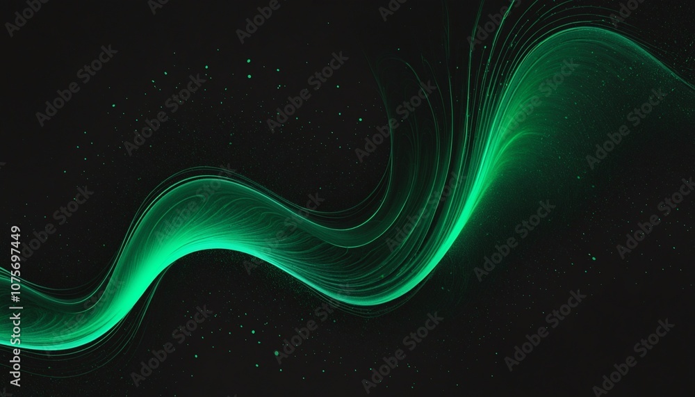 Aufkleber Vibrant Green and Black Abstract Flow with Noise Texture for Web Header Design