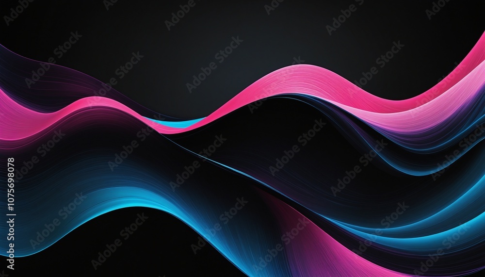 Poster dynamic retro wave: vibrant abstract colors on black background with grainy texture
