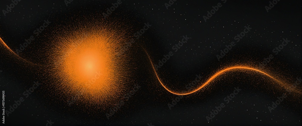 Poster vibrant abstract waves: dynamic orange and black poster background with textured noise and copy spac