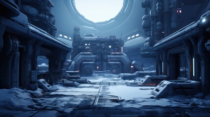 Futuristic industrial background. Modernity and innovation. Intricate geometric shapes and textures. Mechanical elements. Technological advancement. Depth and complexity