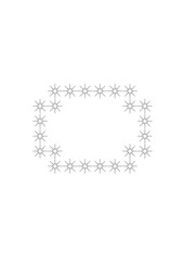 rectangular frame made of octagonal stars with black outlines against a transparent background, abstract black and white drawing with copy space suitable for invitation cards, greeting cards etc
