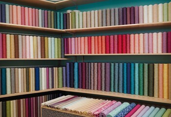 Fototapeta premium Vibrant Fabric Store Interior