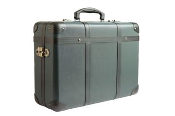 Big gray travel suitcase with shadow on solid Transparent background 