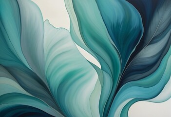 Fototapeta premium Abstract Fluidity with MidnightBlue and Cyan Hues