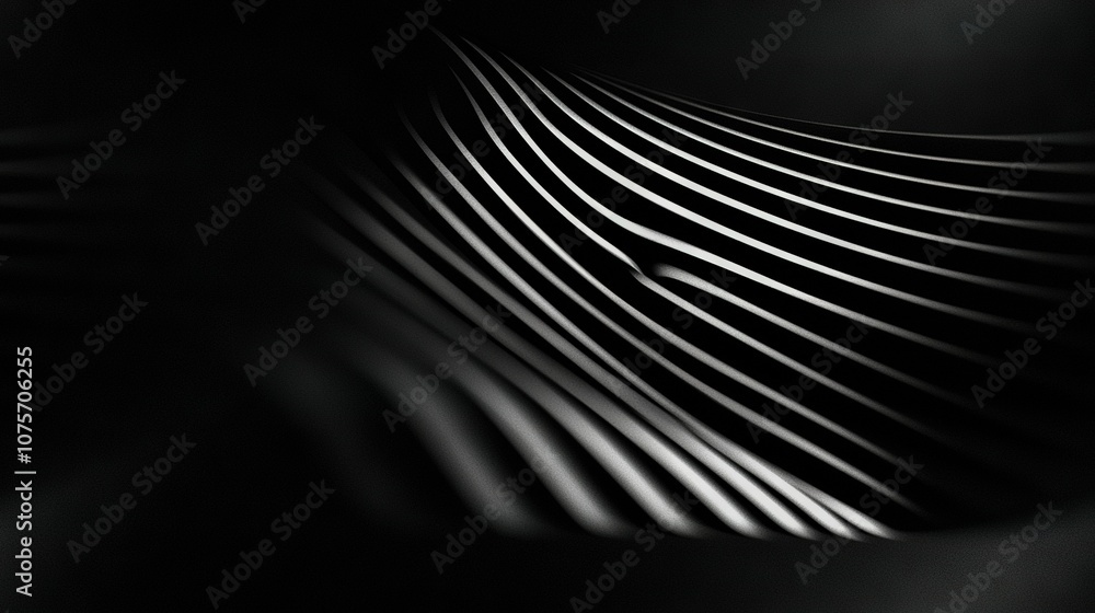 Poster a monochromatic picture shows waves on a dark background with a beam of light in the foreground