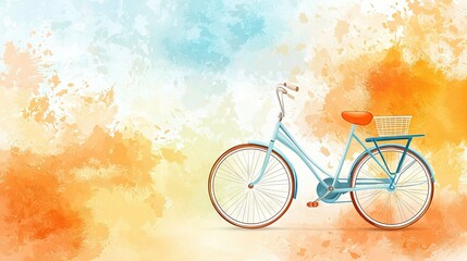 Fototapeta premium A blue bicycle with baskets on both sides