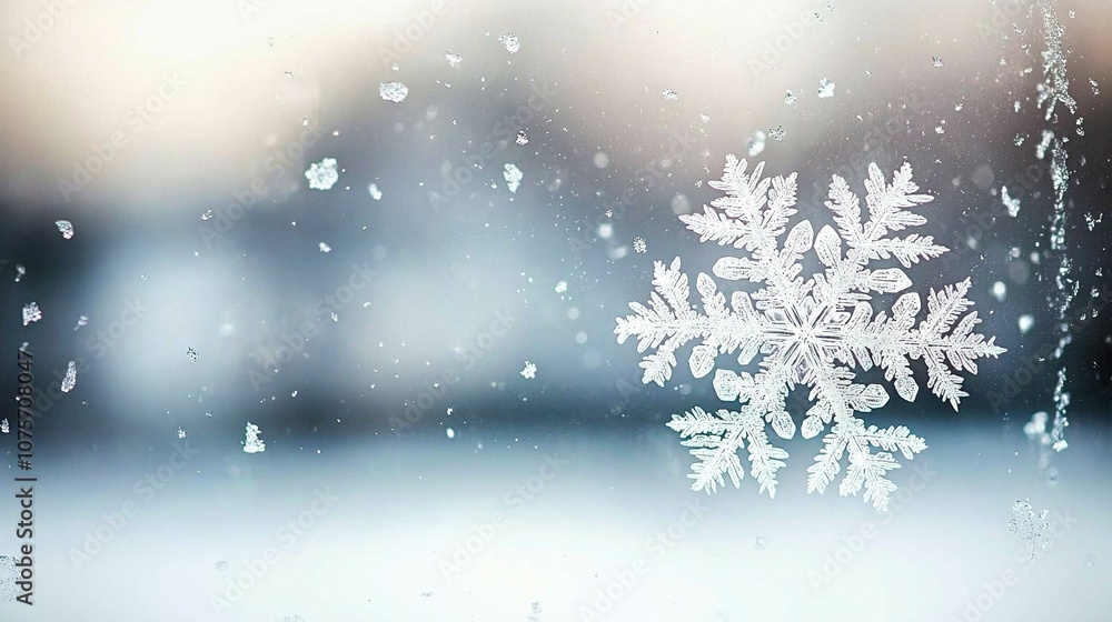 Poster a snowflake on a window