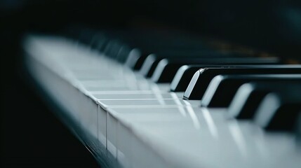 Naklejka premium A focused photo of a piano keyboard, showing the keys clearly, while maintaining a slight blur on the upper and lower portions