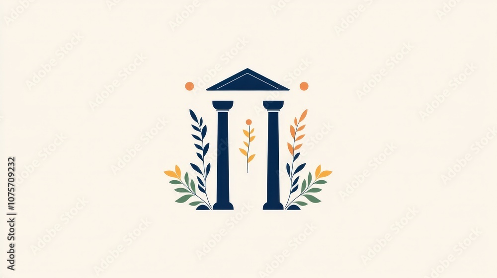 Poster elegant and artistic representation of classical architecture with decorative elements for backgroun