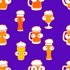 Beer seamless octoberfest pattern for wrapping paper and menu and clothes