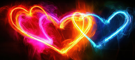Vibrant Neon Heart with Light Trails