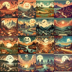 Obraz premium Halloween landscape. AI generated illustration