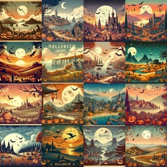 Obraz premium Halloween landscape. AI generated illustration