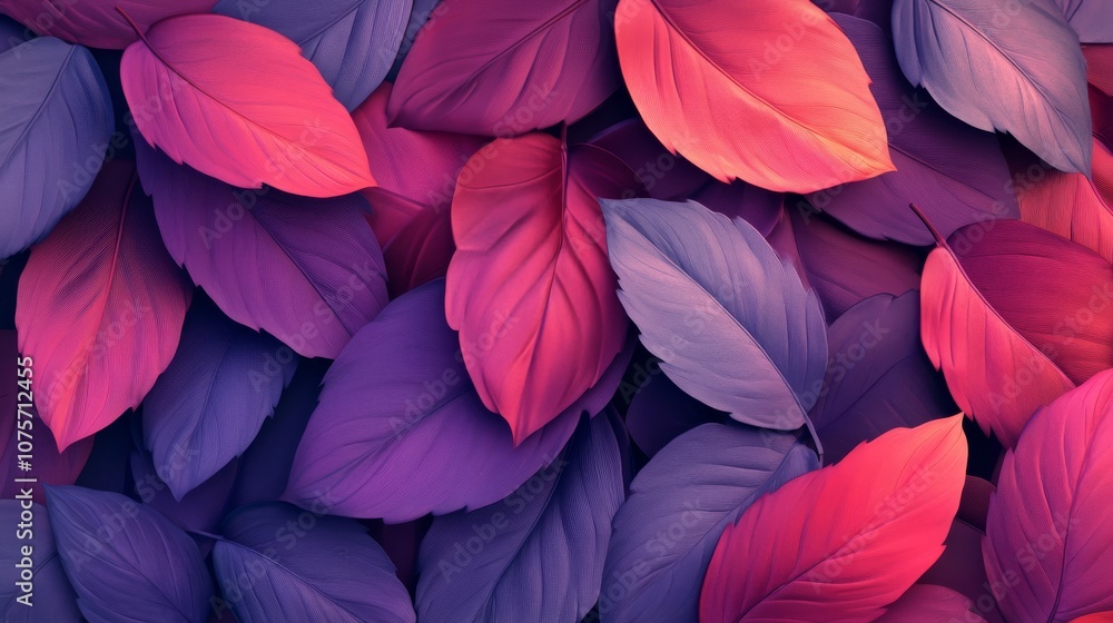 Poster a stunning and colorful array of leaves displaying a vibrant selection of hues, including various sh