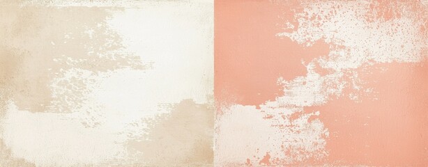 Fototapeta premium Create with charm on a vintage split screen backdrop of beige and pink grunge wall texture. Perfect for retro or urban designs
