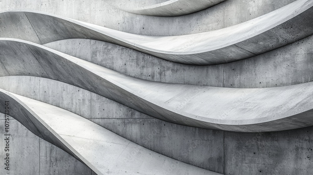 Poster abstract architectural detail of a modern concrete building facade showing a wavy pattern, creating 