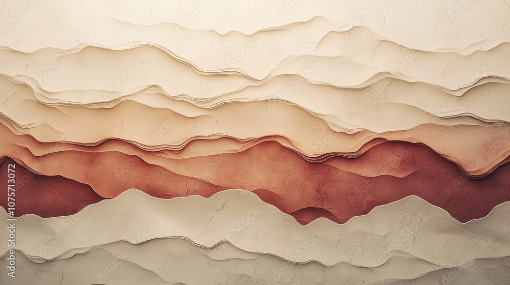 Poster topographic pattern creating an abstract landscape with wavy lines and warm colors, ideal for backgr
