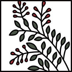 カラー正方形シンプル花札　文月　萩　7月　萩のカス