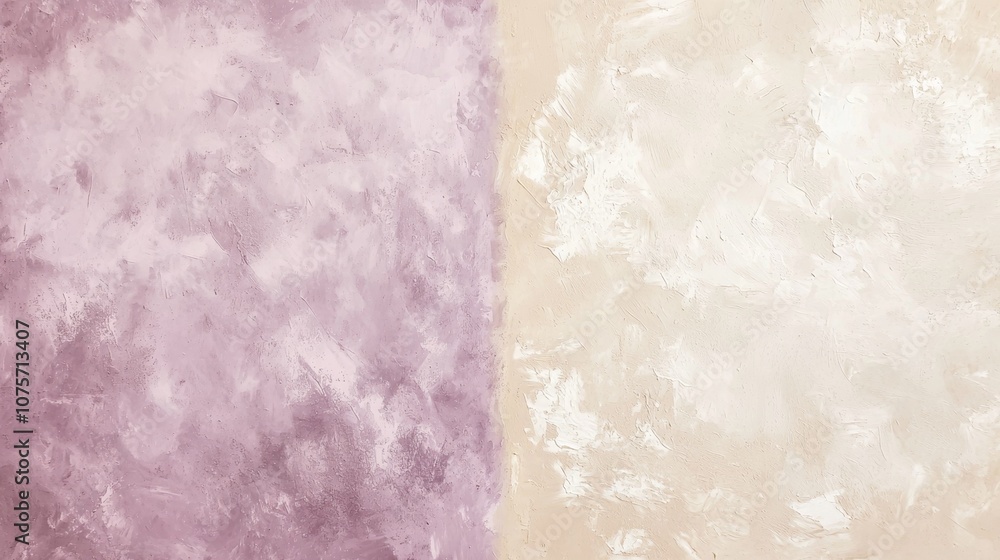 Poster decorative plaster texture creating a two-tone background, showcasing a blend of lavender and beige 