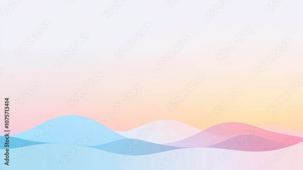 Poster soft pastel waves in gradient colors flowing across the canvas creating a calm and serene abstract b