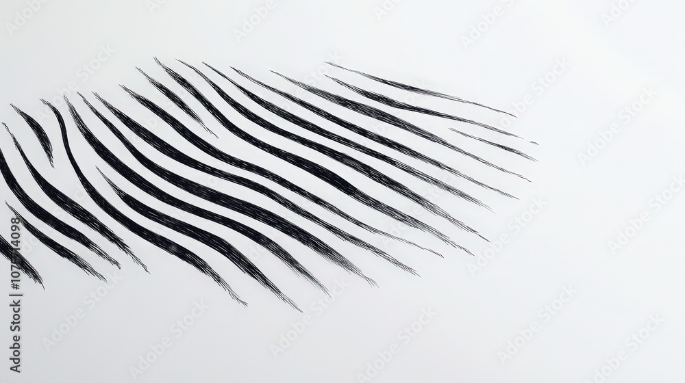 Poster abstract black lines on white background creating a dynamic textured design with flowing movement an