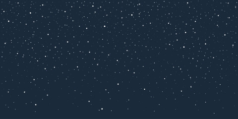 Cartoon white snow particles isolated on dark blue background, perfect for winter and holiday designs concept and template for snowy atmosphere. Winter snow flakes weather. Vector illustration