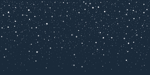 Snowflake particles scattered on a deep blue background, providing a wintery feel suitable for holiday and Christmas designs. Vector illustration