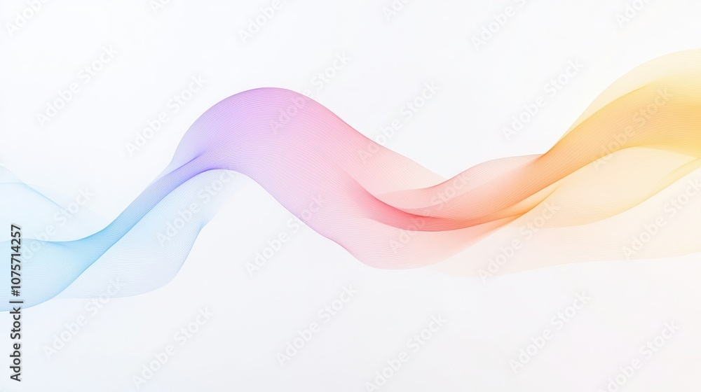 Poster abstract soft wave design in pastel colors showcasing fluid motion and elegance on a light backgroun