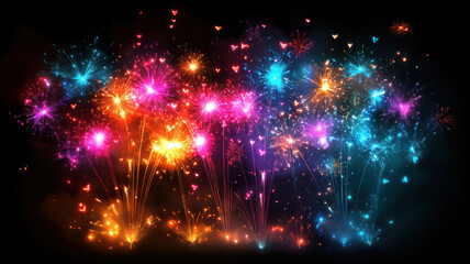 Obraz premium New Year’s celebration with vibrant fireworks