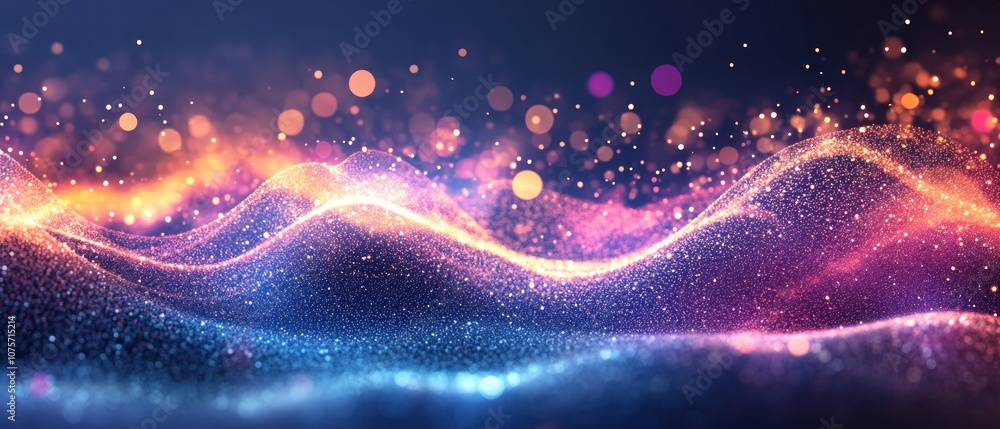 Poster abstract waves of light and color create a vibrant, dynamic visual effect.