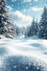 Fototapeta premium Snowdrifts and Blurry Winter Forest