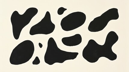 Fototapeta premium Abstract Black Shapes on a Light Background Illustrating Unique Artistic Forms and Fluidity, Perfect for Modern Design Aesthetic and Contemporary Art Projects