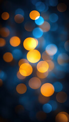 Fototapeta premium Beautiful Blue Background with Christmas Garland Bokeh