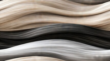  A close-up of wavy hair on a white and black background with a white and black stripe in the center