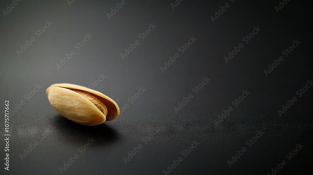 Poster close-up of a nut on black surface with nut reflection on its side