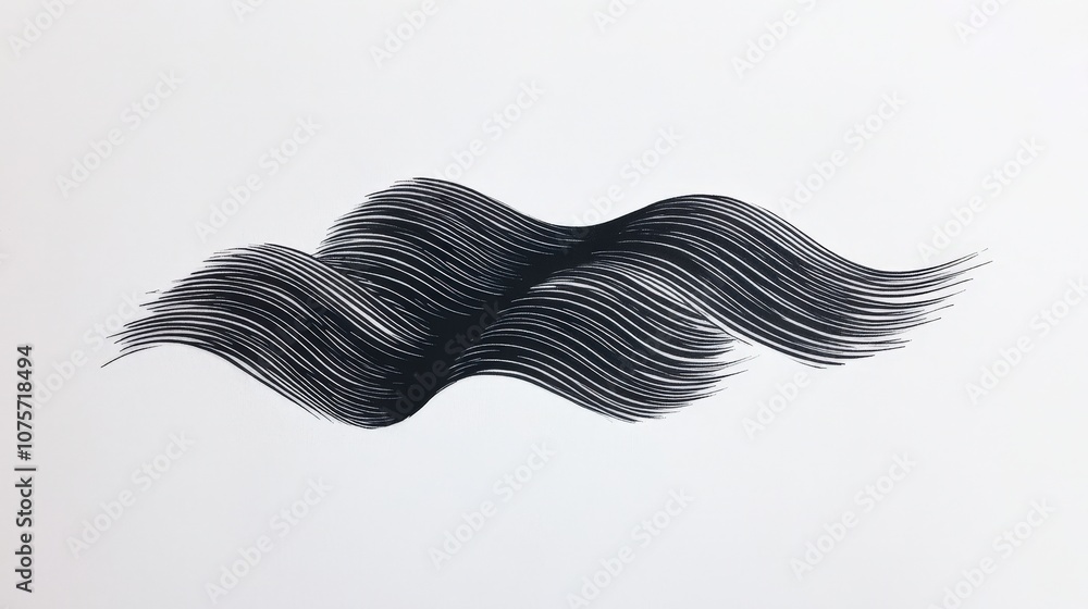 Poster abstract black wavy lines illustrating motion and fluidity on a clean white background for artistic 
