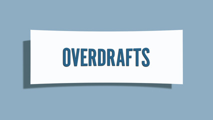 Overdrafts. A card isolated on blue background.